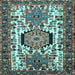 Square Machine Washable Persian Light Blue Traditional Rug, wshtr2331lblu