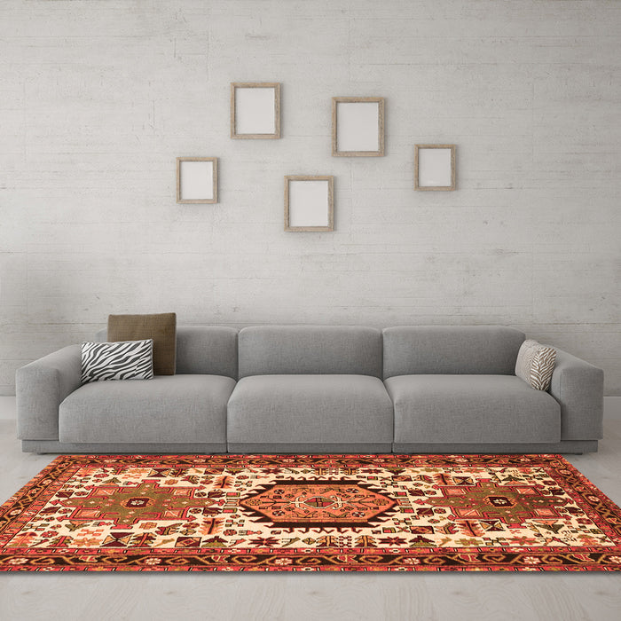 Machine Washable Persian Orange Traditional Area Rugs in a Living Room, wshtr2331org