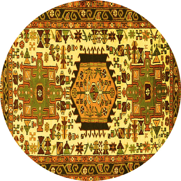 Round Persian Yellow Traditional Rug, tr2331yw
