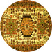 Round Persian Yellow Traditional Rug, tr2331yw