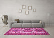 Machine Washable Persian Pink Traditional Rug in a Living Room, wshtr2331pnk