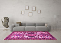 Machine Washable Persian Pink Traditional Rug, wshtr2331pnk