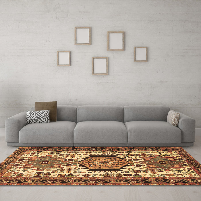 Machine Washable Persian Brown Traditional Rug in a Living Room,, wshtr2331brn