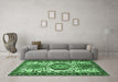 Machine Washable Persian Emerald Green Traditional Area Rugs in a Living Room,, wshtr2331emgrn