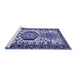 Sideview of Machine Washable Persian Blue Traditional Rug, wshtr2331blu