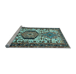Sideview of Machine Washable Persian Light Blue Traditional Rug, wshtr2331lblu