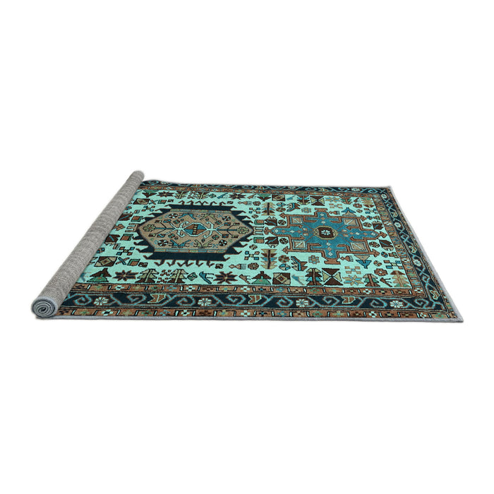 Sideview of Machine Washable Persian Light Blue Traditional Rug, wshtr2331lblu
