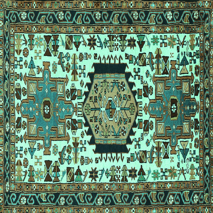 Square Machine Washable Persian Turquoise Traditional Area Rugs, wshtr2331turq