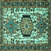 Square Machine Washable Persian Turquoise Traditional Area Rugs, wshtr2331turq