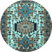 Round Persian Light Blue Traditional Rug, tr2331lblu