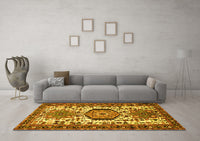 Machine Washable Persian Yellow Traditional Rug, wshtr2331yw