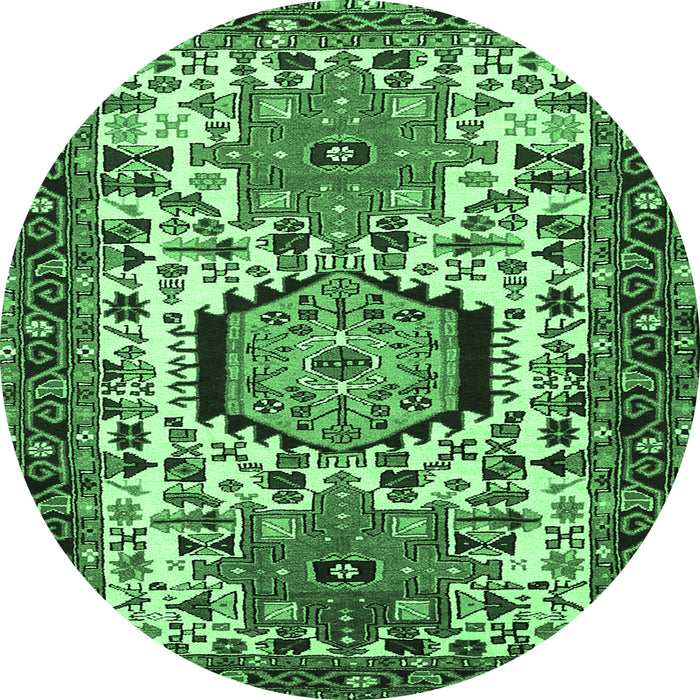 Round Machine Washable Persian Emerald Green Traditional Area Rugs, wshtr2331emgrn
