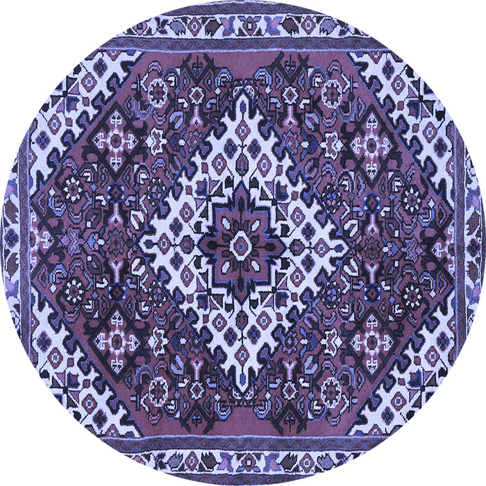 Round Machine Washable Persian Blue Traditional Rug, wshtr2332blu