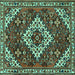 Square Machine Washable Persian Turquoise Traditional Area Rugs, wshtr2332turq