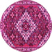 Round Machine Washable Persian Pink Traditional Rug, wshtr2332pnk