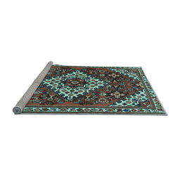 Sideview of Machine Washable Persian Light Blue Traditional Rug, wshtr2332lblu