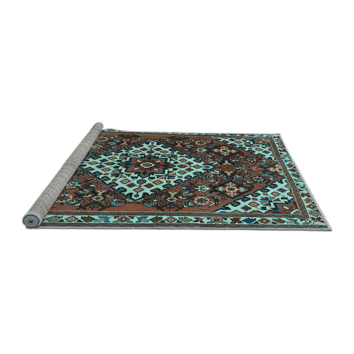 Sideview of Machine Washable Persian Light Blue Traditional Rug, wshtr2332lblu
