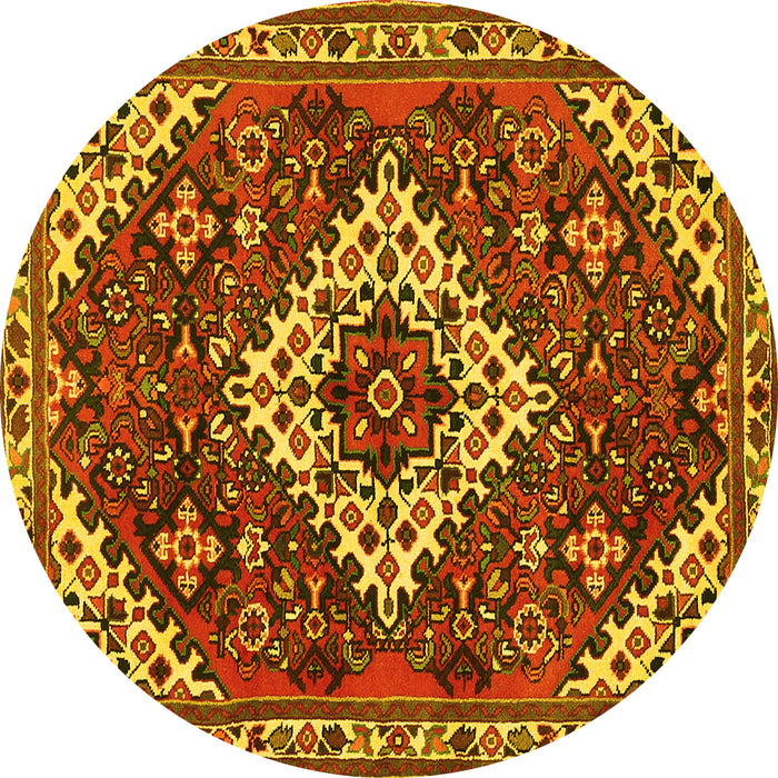 Round Persian Yellow Traditional Rug, tr2332yw