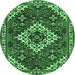 Round Machine Washable Persian Emerald Green Traditional Area Rugs, wshtr2332emgrn