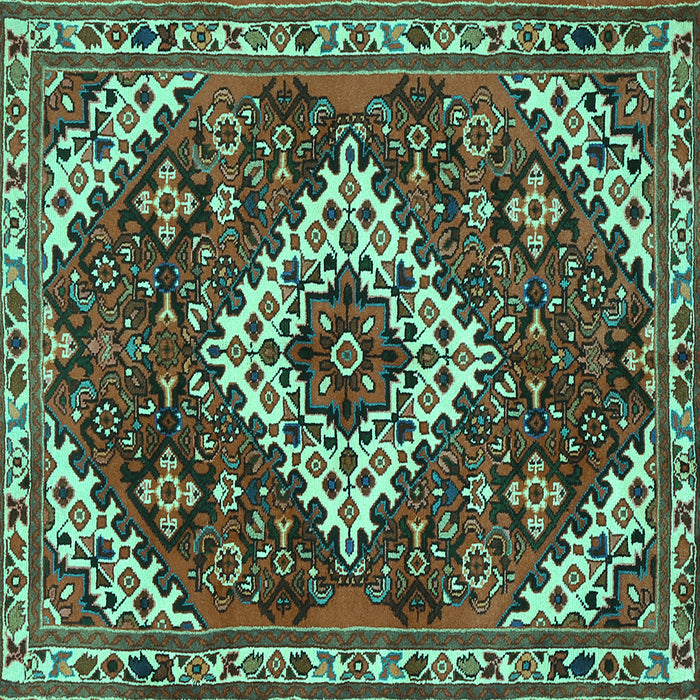 Square Persian Turquoise Traditional Rug, tr2332turq