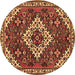 Round Machine Washable Persian Brown Traditional Rug, wshtr2332brn