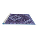 Sideview of Machine Washable Persian Blue Traditional Rug, wshtr2332blu