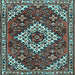 Square Machine Washable Persian Light Blue Traditional Rug, wshtr2332lblu