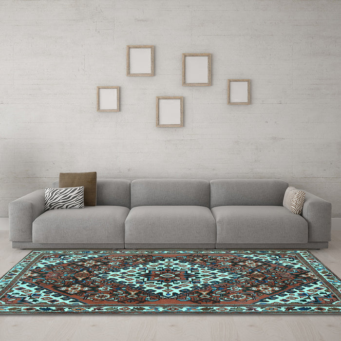 Machine Washable Persian Light Blue Traditional Rug in a Living Room, wshtr2332lblu