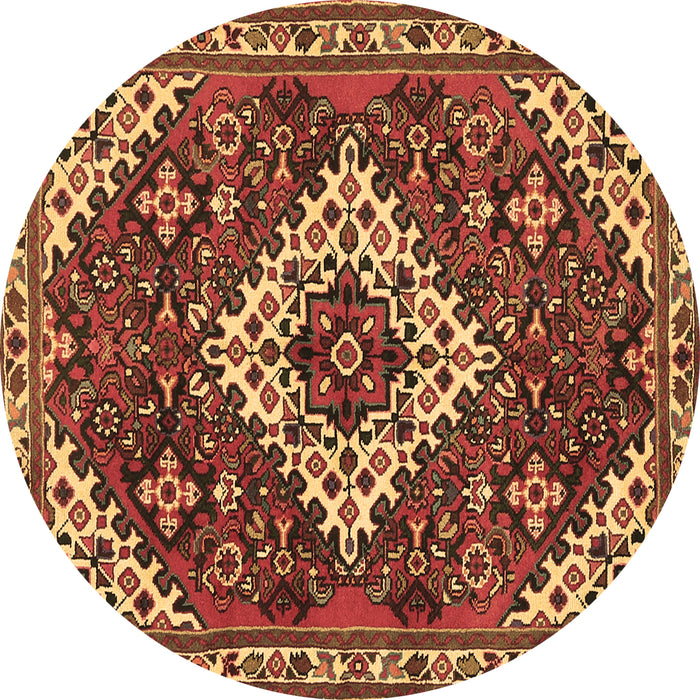Round Persian Brown Traditional Rug, tr2332brn