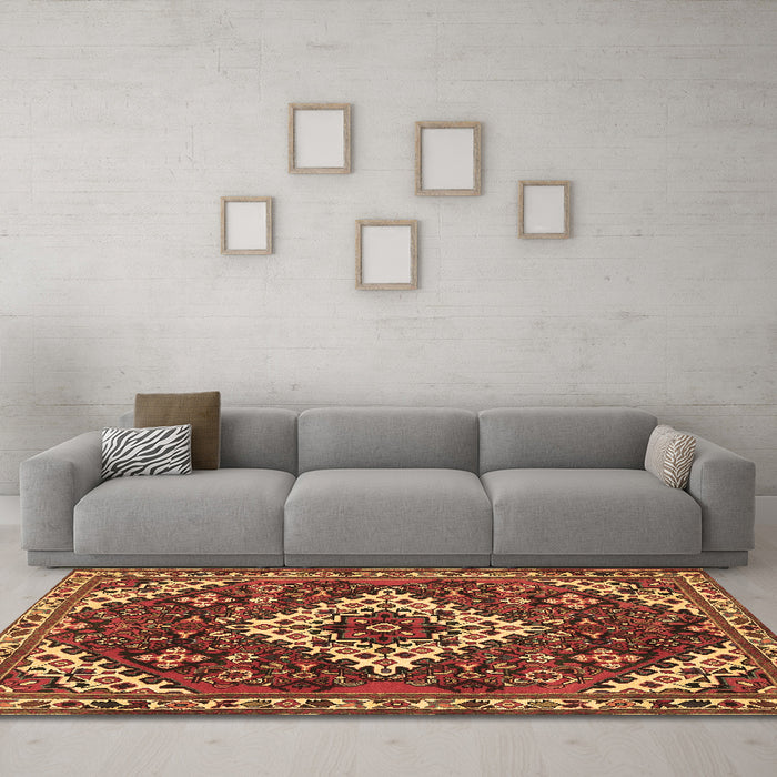 Machine Washable Persian Brown Traditional Rug in a Living Room,, wshtr2332brn