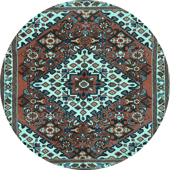 Round Machine Washable Persian Light Blue Traditional Rug, wshtr2332lblu