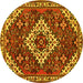 Round Machine Washable Persian Yellow Traditional Rug, wshtr2332yw