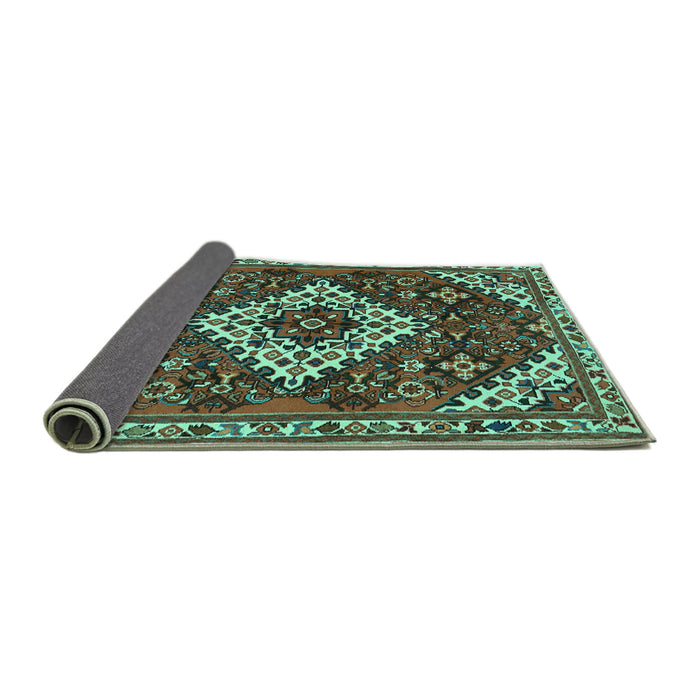 Sideview of Persian Turquoise Traditional Rug, tr2332turq