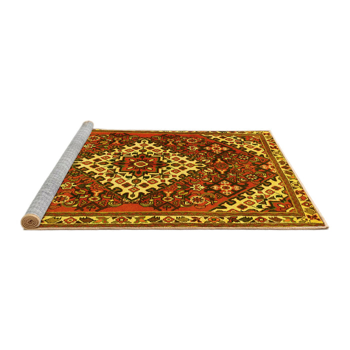 Sideview of Machine Washable Persian Yellow Traditional Rug, wshtr2332yw