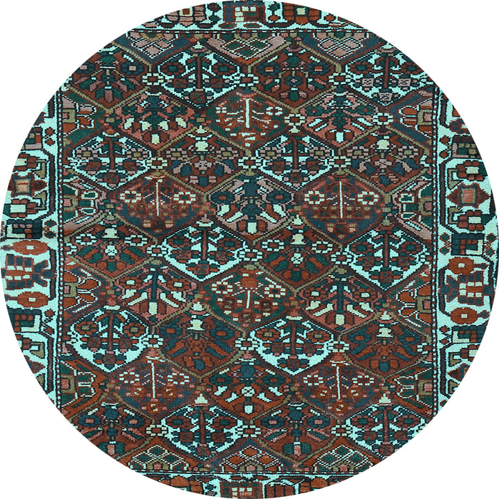 Round Machine Washable Persian Light Blue Traditional Rug, wshtr2333lblu