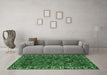 Machine Washable Persian Emerald Green Traditional Area Rugs in a Living Room,, wshtr2333emgrn