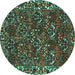 Round Persian Turquoise Traditional Rug, tr2333turq