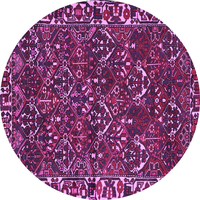 Round Machine Washable Persian Purple Traditional Area Rugs, wshtr2333pur