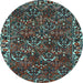 Round Persian Light Blue Traditional Rug, tr2333lblu