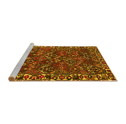 Sideview of Machine Washable Persian Yellow Traditional Rug, wshtr2333yw