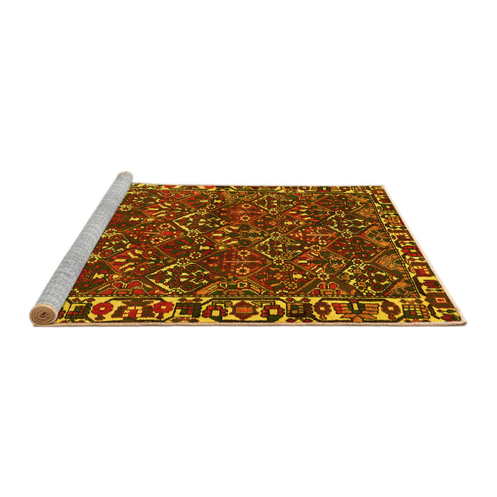Sideview of Machine Washable Persian Yellow Traditional Rug, wshtr2333yw