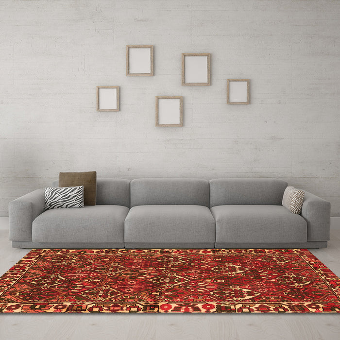 Machine Washable Persian Orange Traditional Area Rugs in a Living Room, wshtr2333org