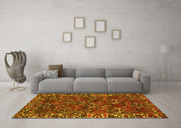 Machine Washable Persian Yellow Traditional Rug in a Living Room, wshtr2333yw