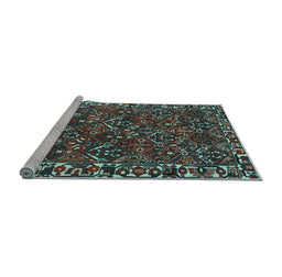 Sideview of Machine Washable Persian Light Blue Traditional Rug, wshtr2333lblu