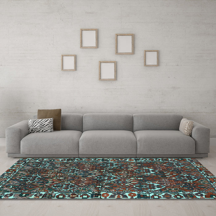 Machine Washable Persian Light Blue Traditional Rug in a Living Room, wshtr2333lblu