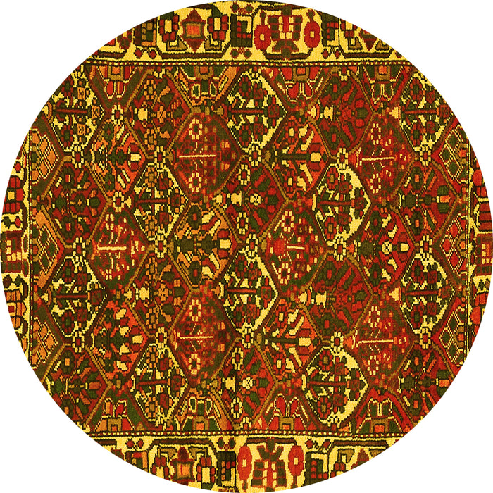 Round Persian Yellow Traditional Rug, tr2333yw