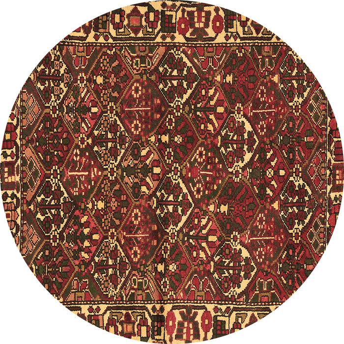 Round Persian Brown Traditional Rug, tr2333brn