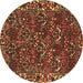 Round Machine Washable Persian Brown Traditional Rug, wshtr2333brn