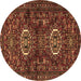 Round Machine Washable Persian Brown Traditional Rug, wshtr2334brn