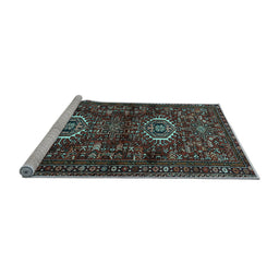 Sideview of Machine Washable Persian Light Blue Traditional Rug, wshtr2334lblu